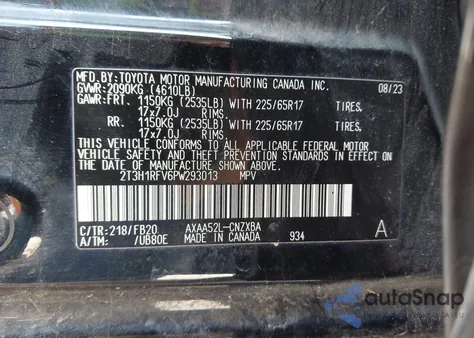 2023 Toyota Rav4 Le from USA, damaged, VIN 2T3H1RFV6PW293013